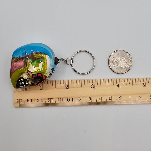 VTG Painted Skull Keychain Accessory Dia De Muertos SugarSkull Gift Abstract Art - Picture 14 of 14